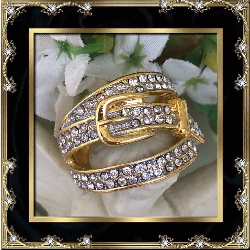 πΊπ΄πΊ 18k GOLD PLATED WHITE TOPAZ RING πΊπ΄πΊ - Picture 4 of 5